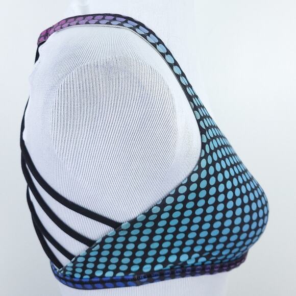 Lululemon Free To Be Bra SZ 6 Blue Medium Support Strappy Back Polkadot Pixilate - Picture 5 of 6